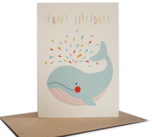 Grußkarte Wal 'Happy Birthday!'